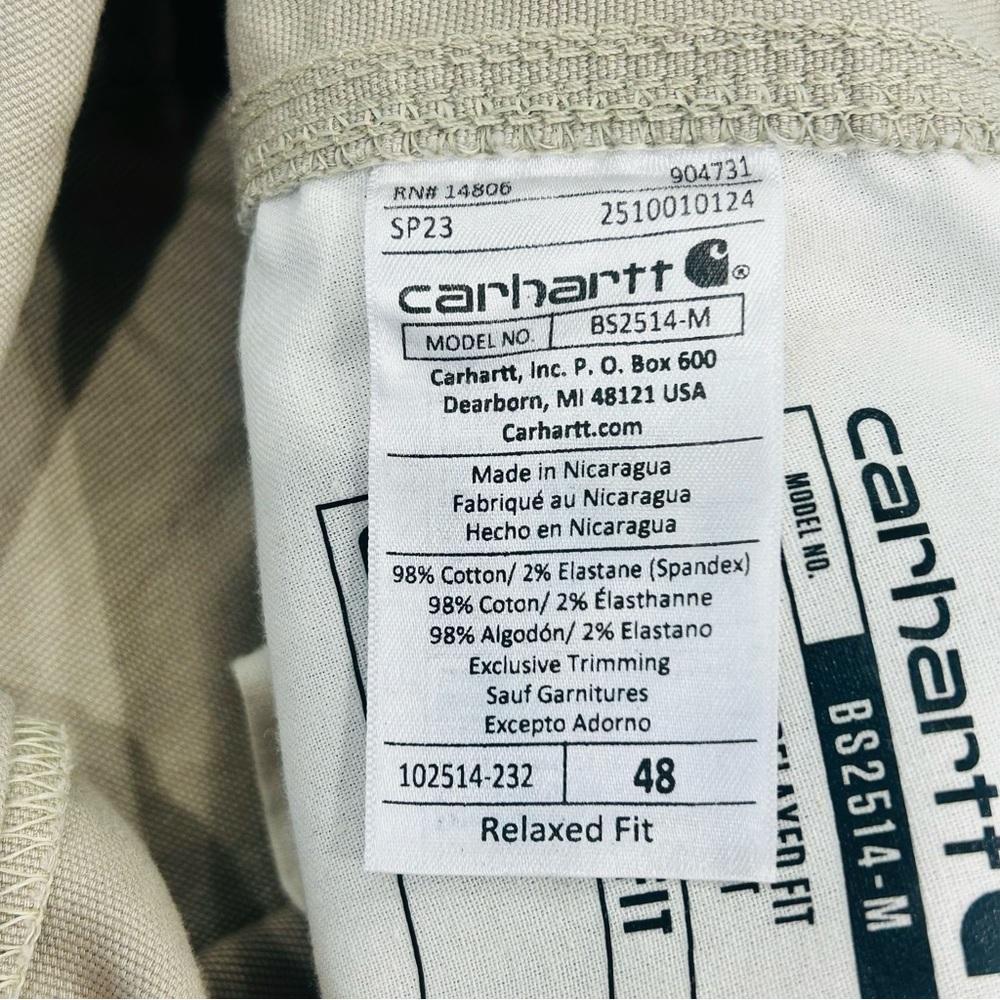Carhartt Men’s Rugged Flex Relaxed Fit Canvas‎ Work Shorts, Tan, Size 48 - Picture 15 of 16